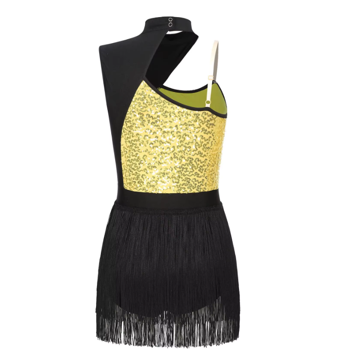 Iefiel One Shoulder Halter Tassel Dress