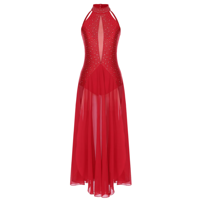 Iefiel Rhinestone Chiffon Dress