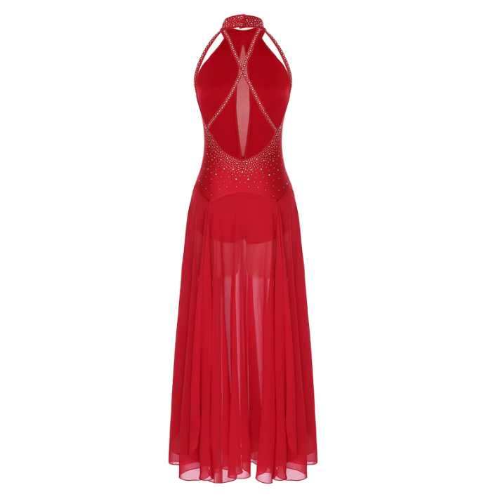Iefiel Rhinestone Chiffon Dress