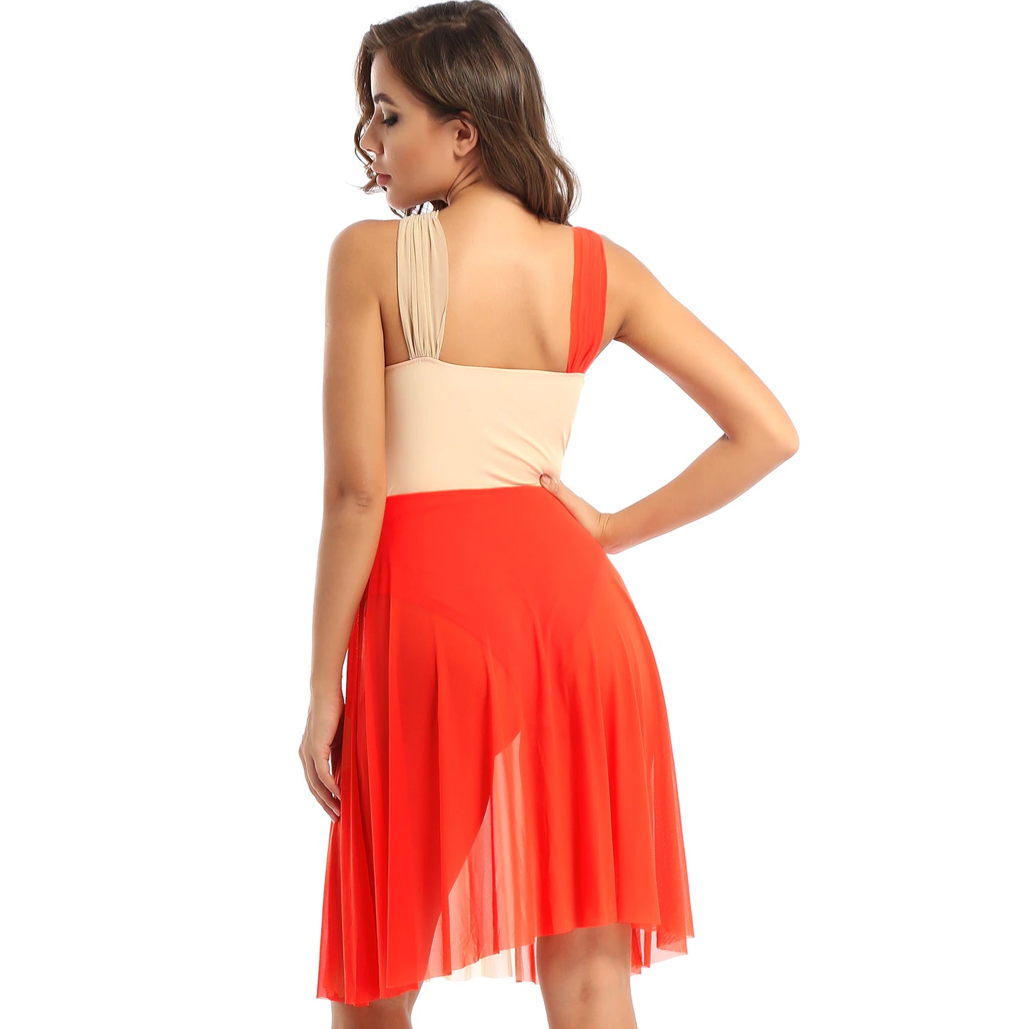 Iefiel Sleeveless Mesh Colour Block Lyrical Dress
