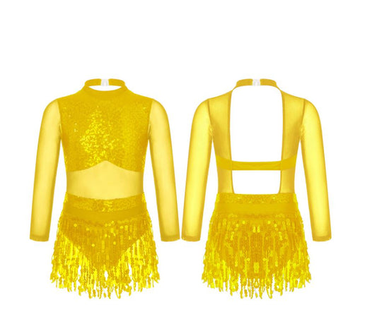 Iefiel Long Sleeved Sequin Jazz Costume