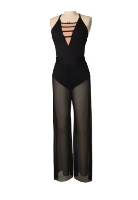 MiDee Camisole Leotard & Mesh Wide Leg Palazzo Pants 2 Piece