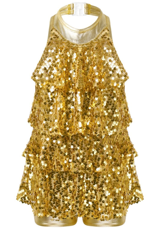 Iefiel Halter Sequin Jazz Costume