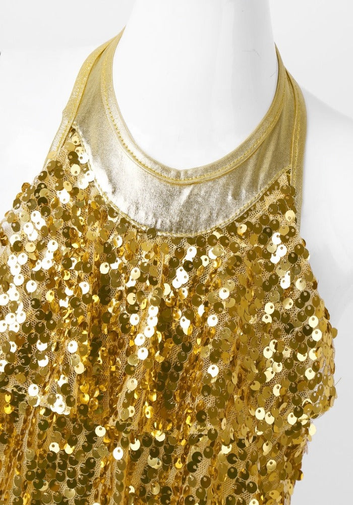 Iefiel Halter Sequin Jazz Costume