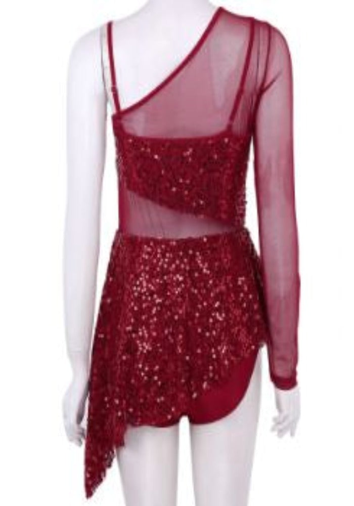 Iefiel Asymmetrical Sequin Leotard